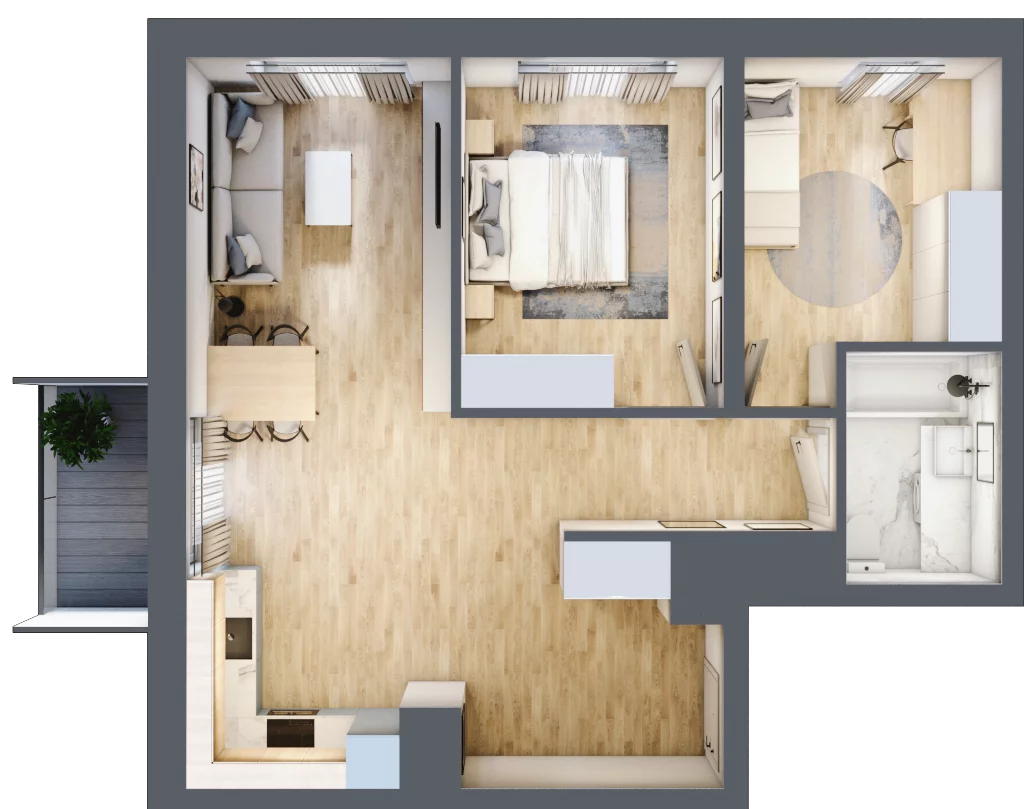 3 pokoje, mieszkanie 63,11 m², piętro 9, oferta nr D/080, Dworzysko Park, Rzeszów, Przybyszówka, ul. Technologiczna