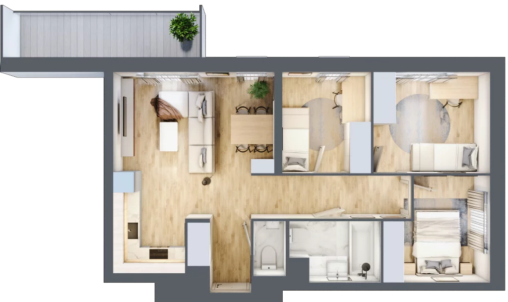 4 pokoje, mieszkanie 62,24 m², piętro 10, oferta nr D/082, Dworzysko Park, Rzeszów, Przybyszówka, ul. Technologiczna