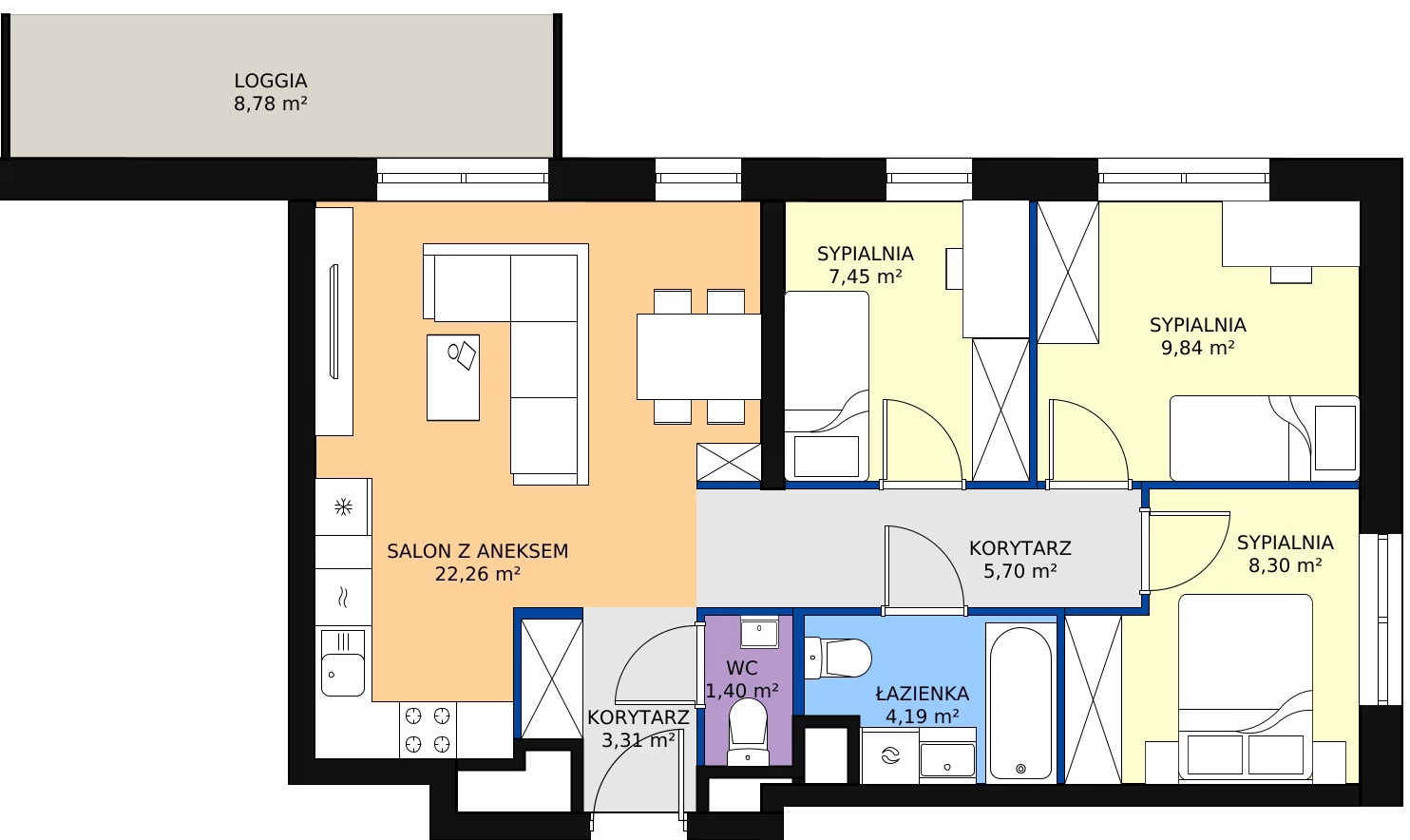 Zalety mieszkania 62.24 m², D/085
