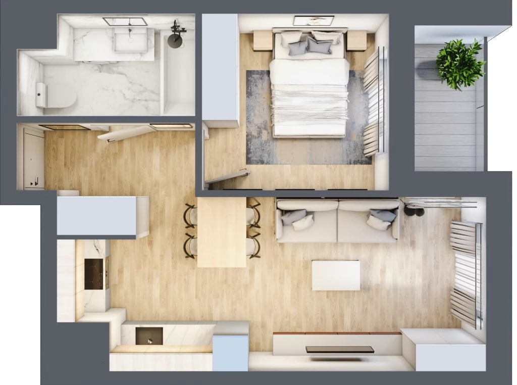 2 pokoje, mieszkanie 38,13 m², piętro 11, oferta nr D/087, Dworzysko Park, Rzeszów, Przybyszówka, ul. Technologiczna