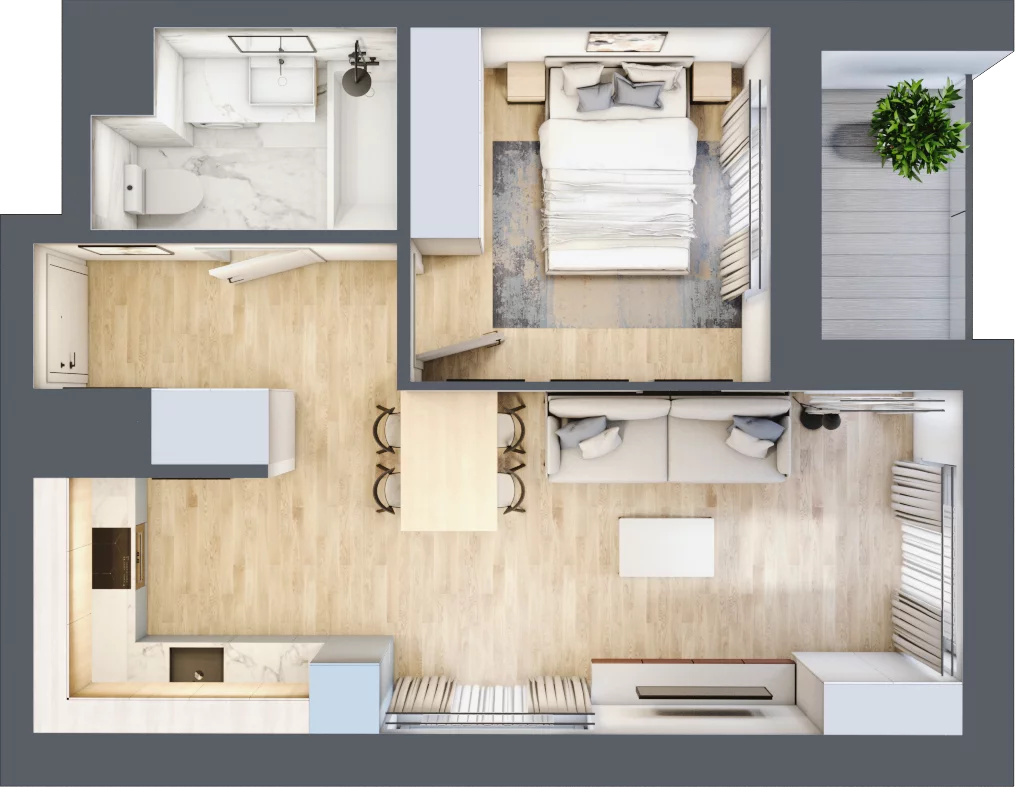 2 pokoje, mieszkanie 39,23 m², piętro 11, oferta nr D/088, Dworzysko Park, Rzeszów, Przybyszówka, ul. Technologiczna