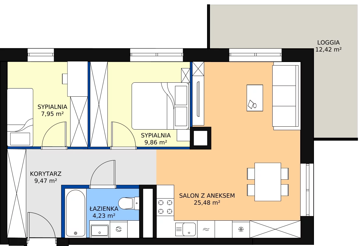 Zalety mieszkania 56.99 m², D/090