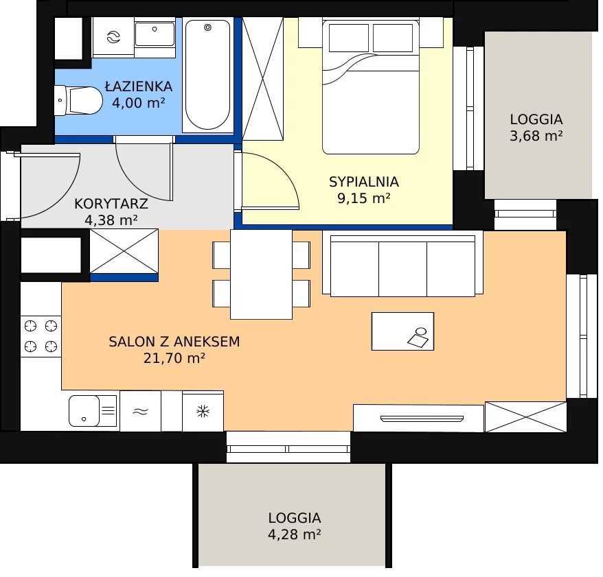 Zalety mieszkania 39.23 m², D/092