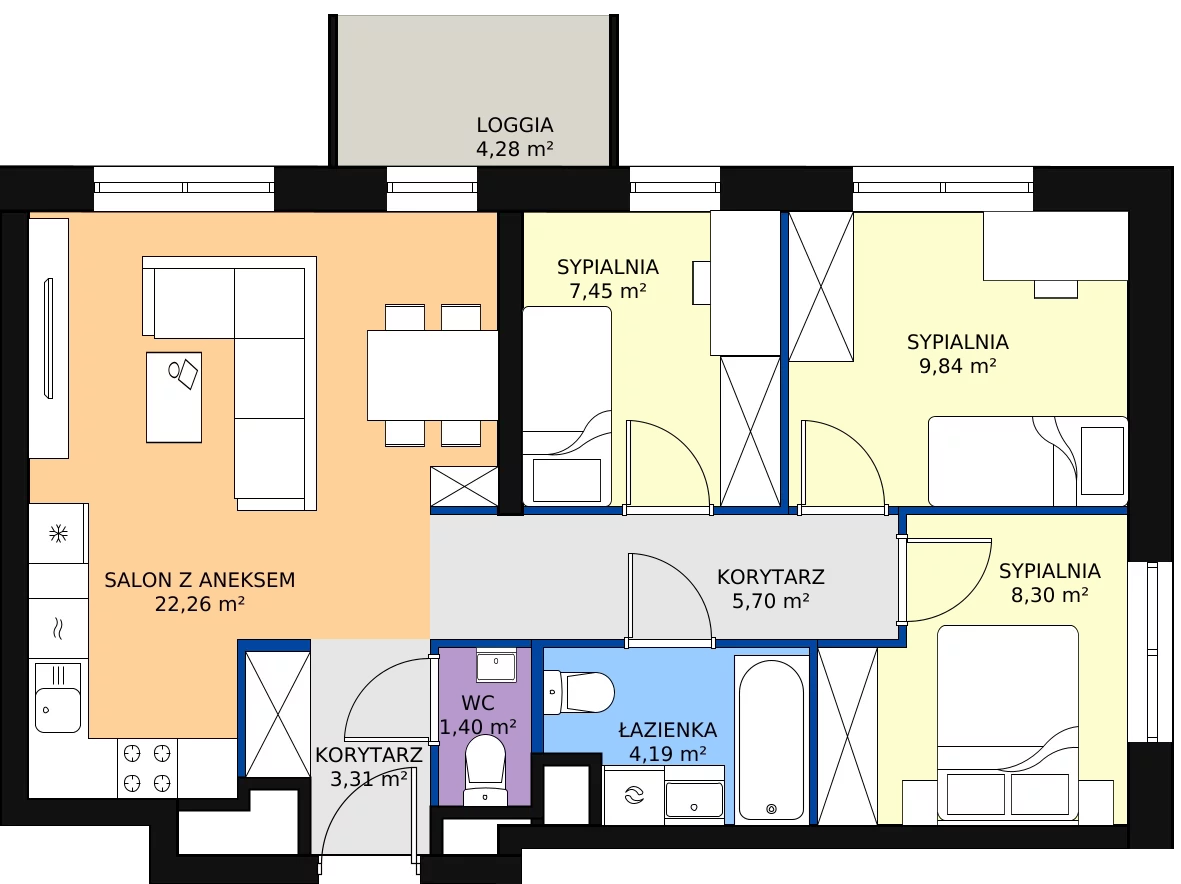 Zalety mieszkania 62.24 m², D/093