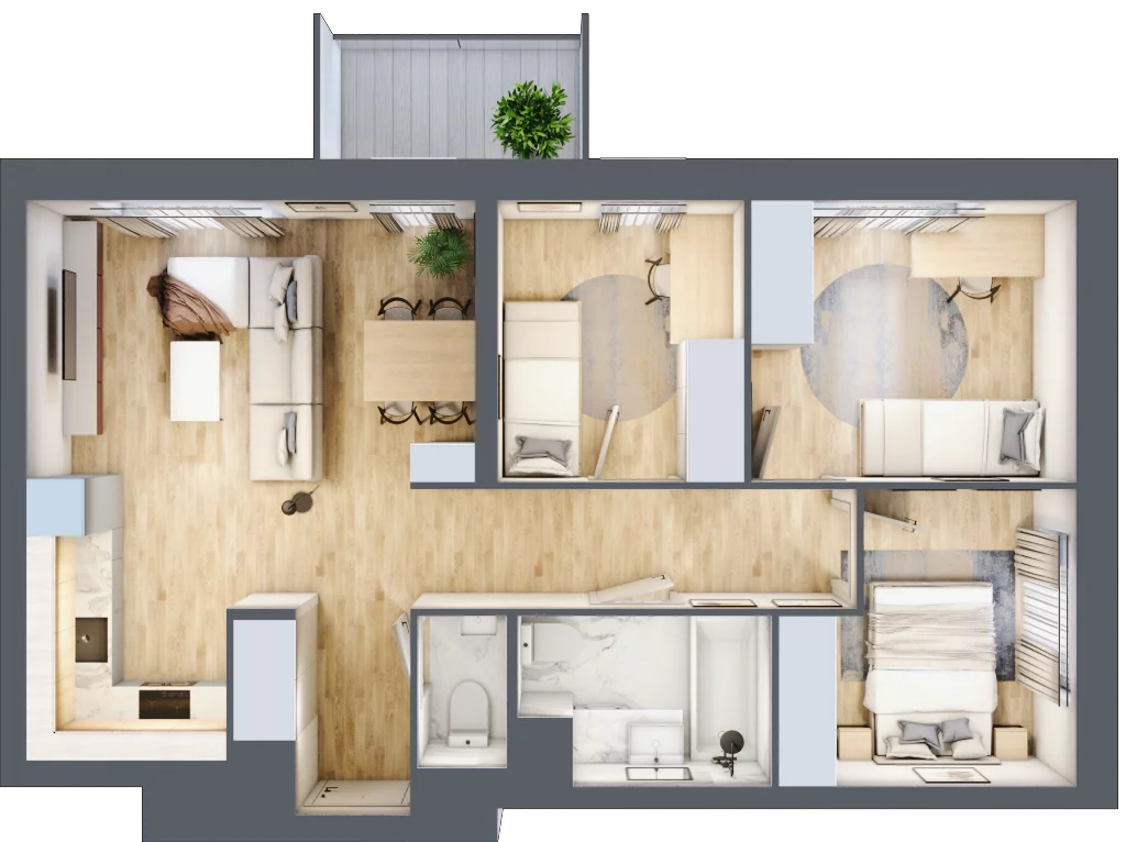 4 pokoje, mieszkanie 62,24 m², piętro 13, oferta nr D/093, Dworzysko Park, Rzeszów, Przybyszówka, ul. Technologiczna