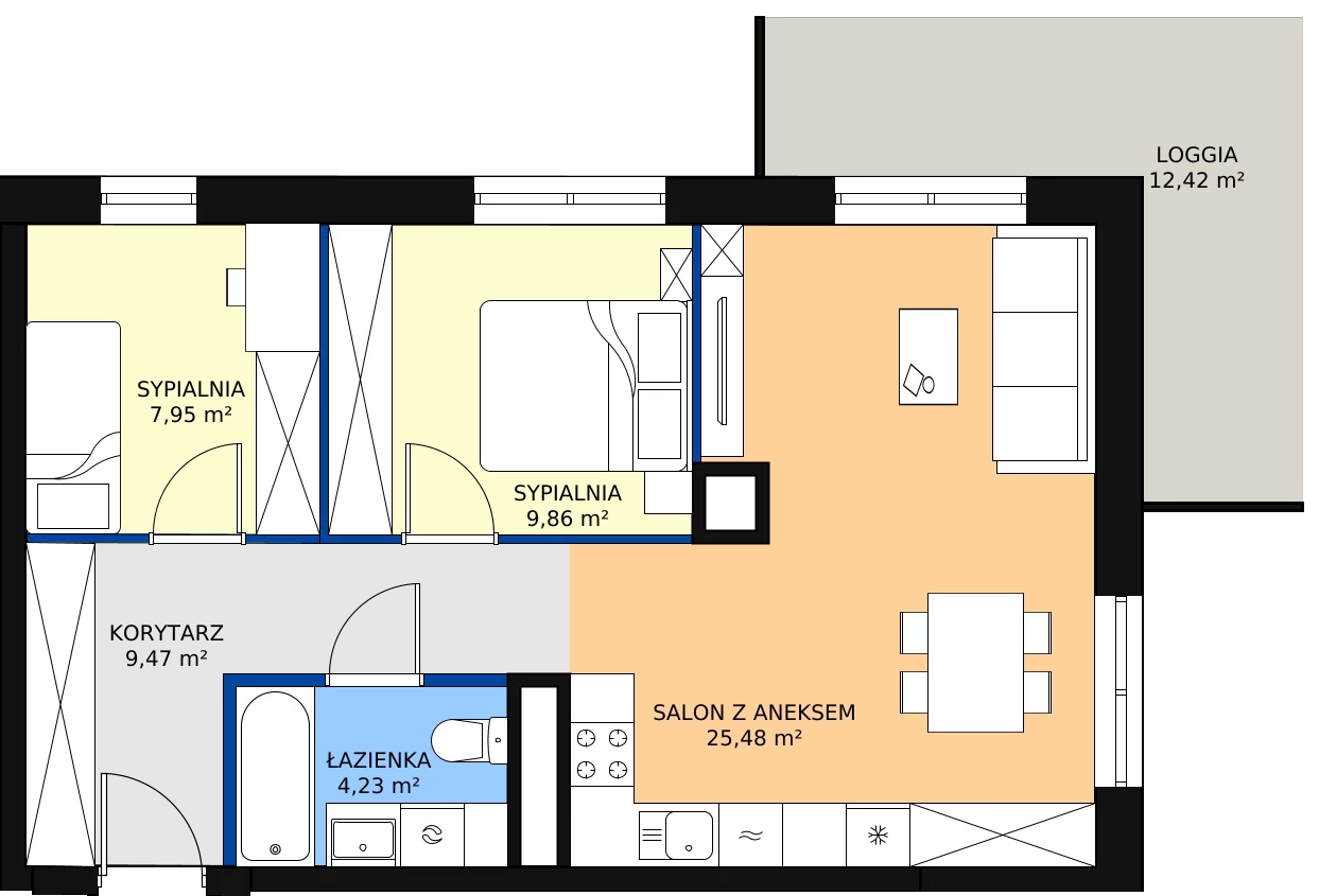 Zalety mieszkania 56.99 m², D/094