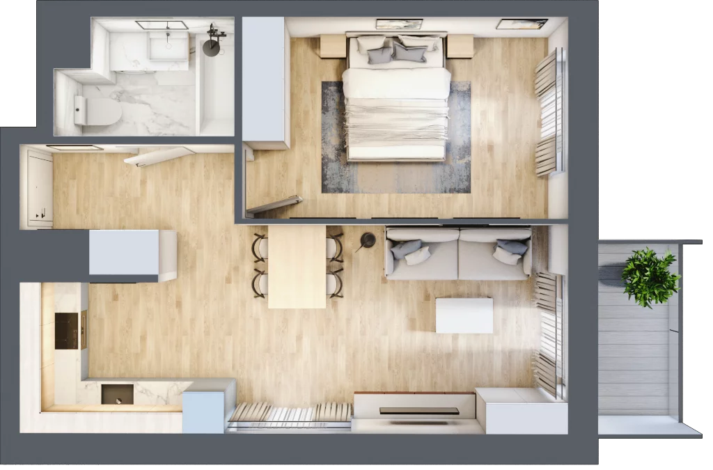 2 pokoje, mieszkanie 44,20 m², piętro 13, oferta nr D/096, Dworzysko Park, Rzeszów, Przybyszówka, ul. Technologiczna
