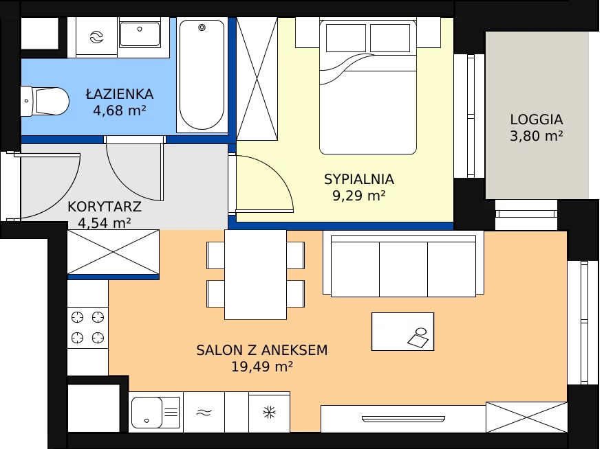 Zalety mieszkania 38.13 m², D/099