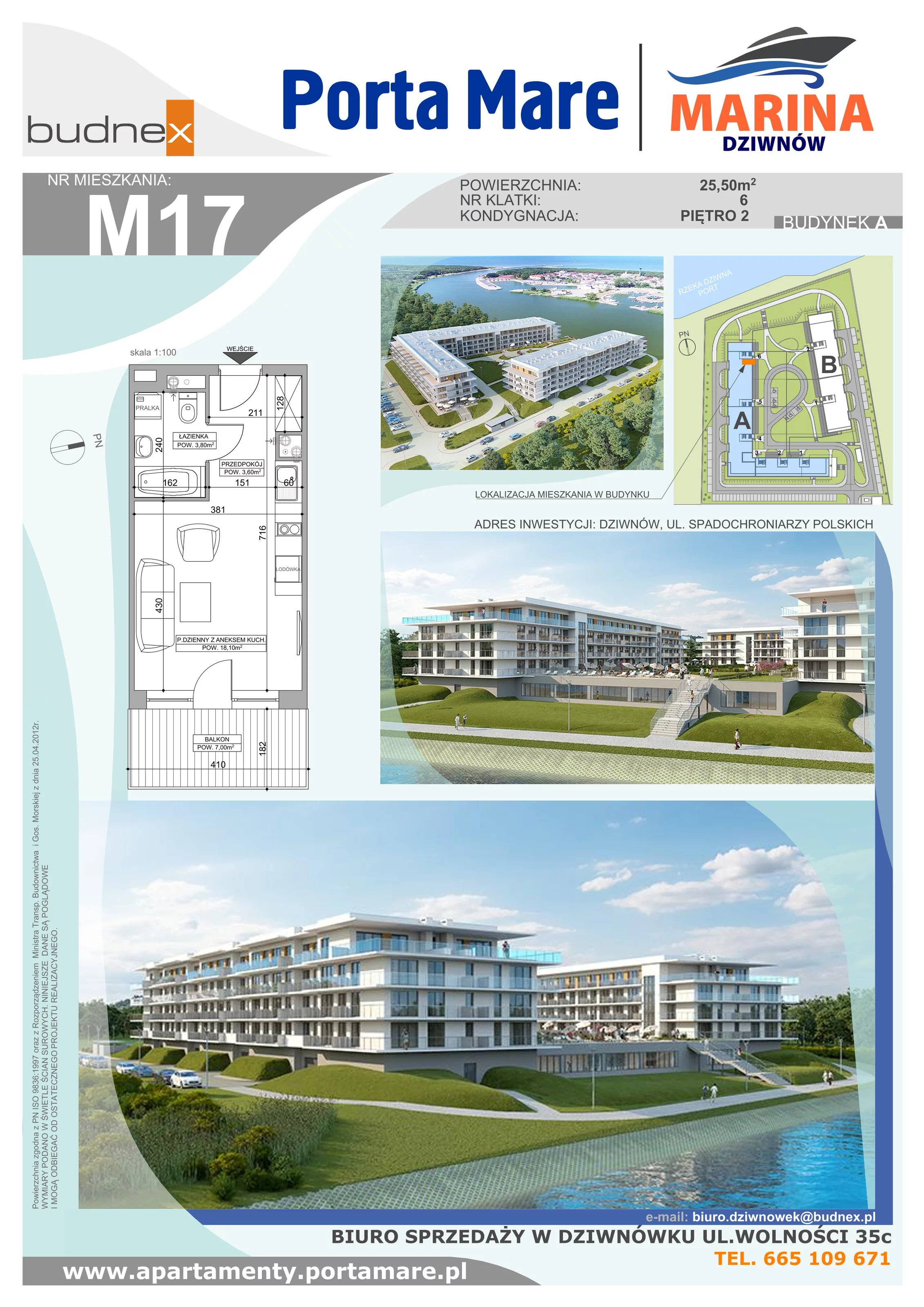 Apartament 25,50 m², piętro 2, oferta nr A.6.M17, Porta Mare MARINA Dziwnów, Dziwnów, ul. Spadochroniarzy Polskich 10