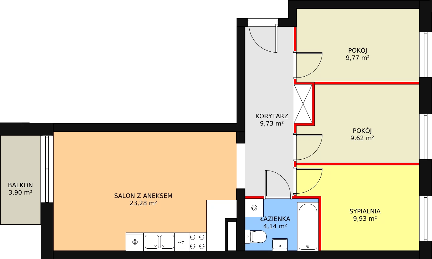 Mieszkanie 66,47 m², piętro 2, oferta nr M9.5, Literacka Skwer - etap A, Poznań, Strzeszyn, ul. Literacka