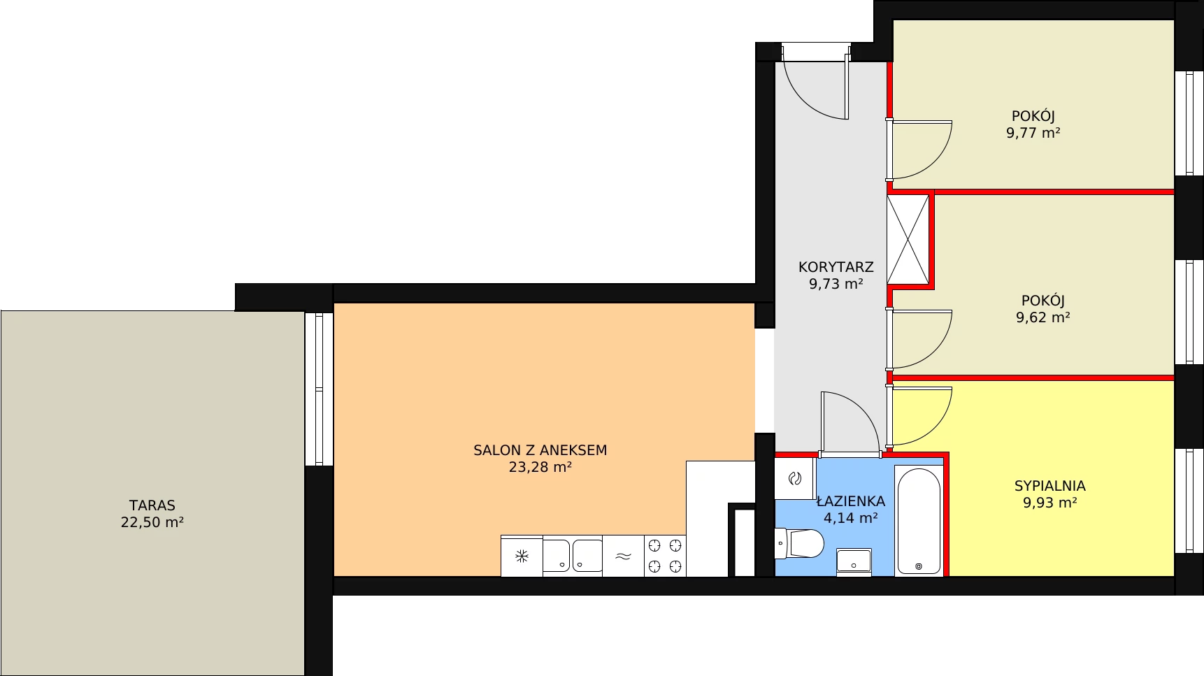 4 pokoje, mieszkanie 66,47 m², parter, oferta nr M1.3, Literacka Skwer - etap A, Poznań, Strzeszyn, ul. Literacka