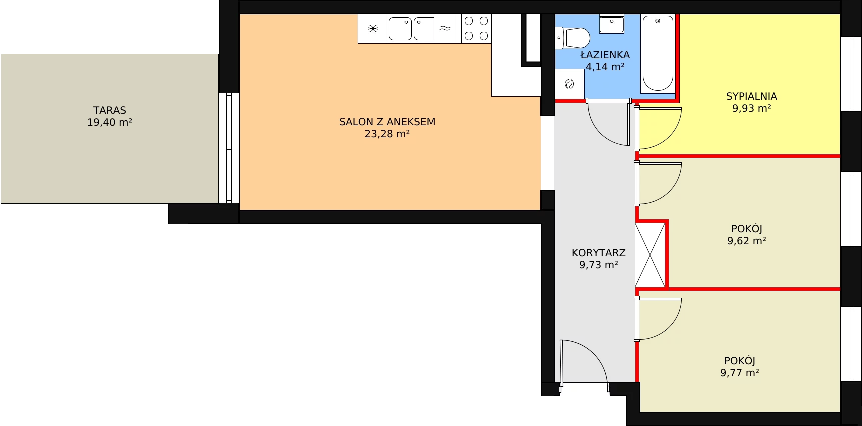 Mieszkanie 66,47 m², parter, oferta nr M4.4, Literacka Skwer - etap A, Poznań, Strzeszyn, ul. Literacka