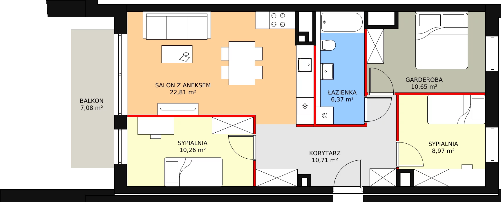 3 pokoje, apartament 69,77 m², piętro 3, oferta nr A3.5.5, Sedina Apartamenty - Etap I, Szczecin, Śródmieście, Międzyodrze-Wyspa Pucka, ul. Maklerska