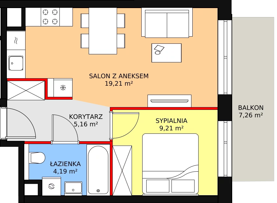 Mieszkanie 37,77 m², piętro 7, oferta nr A5.9.6, Sedina Apartamenty - Etap I, Szczecin, Śródmieście, Międzyodrze-Wyspa Pucka, ul. Maklerska