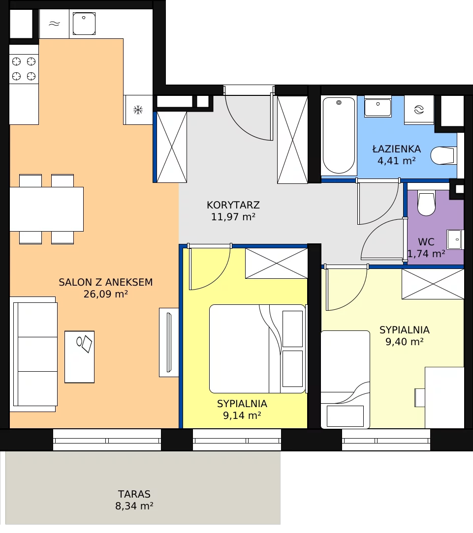 Zalety mieszkania 62.75 m², A1.9.4