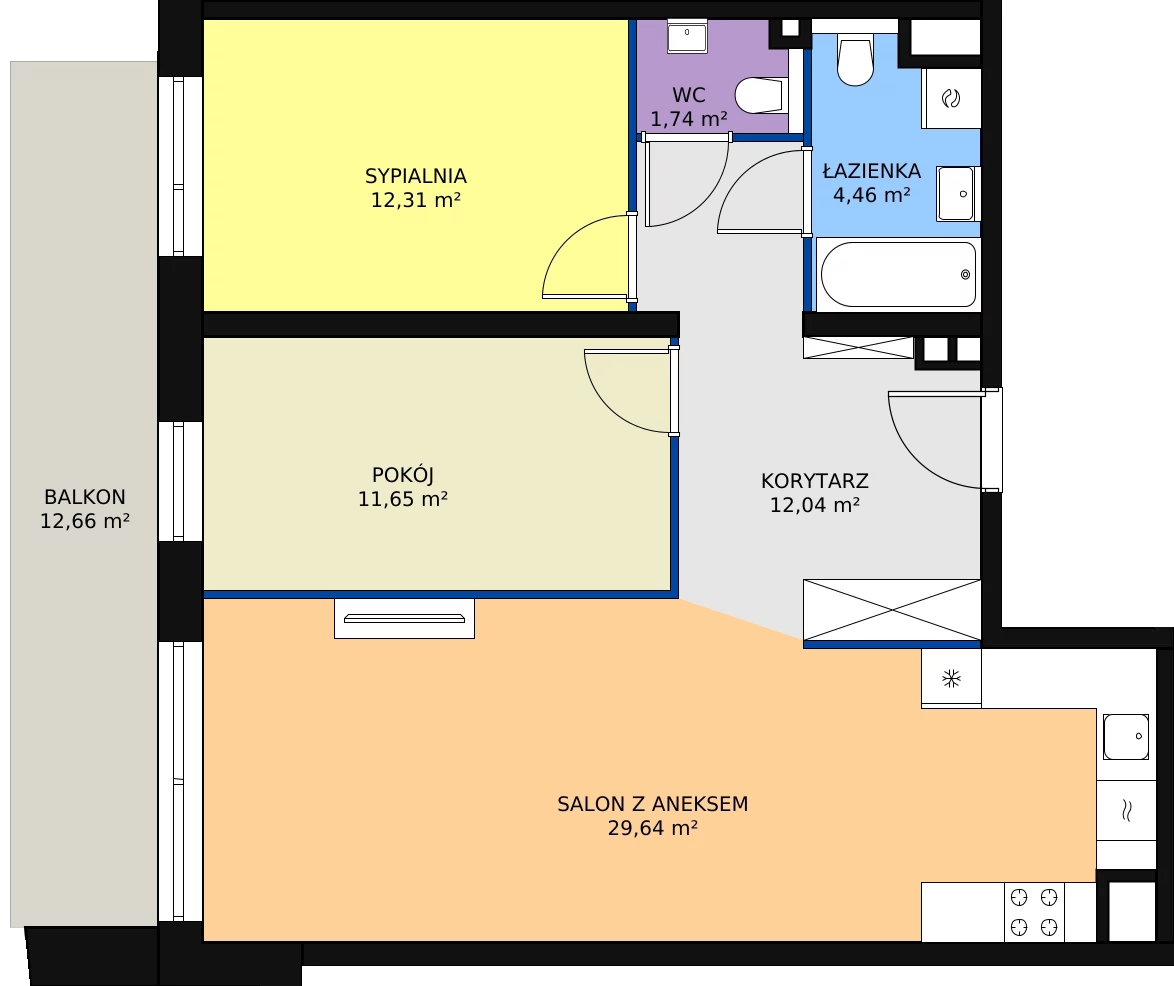 Zalety mieszkania 71.84 m², A5.6.3