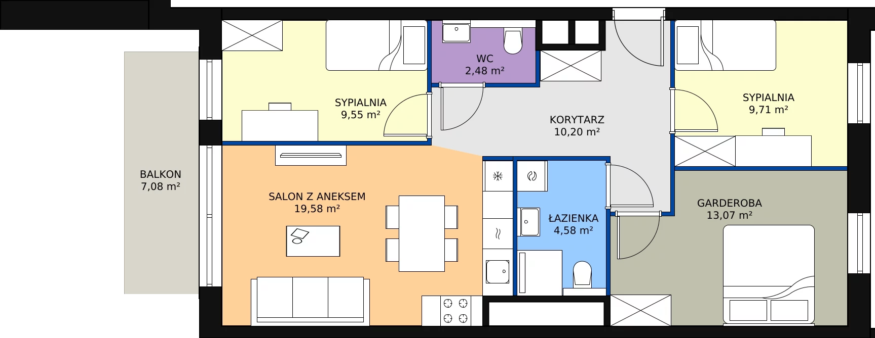 Zalety mieszkania 69.16 m², B1.6.1