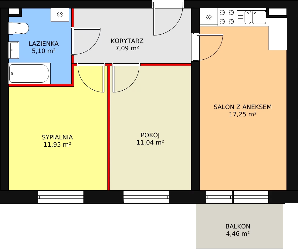 Mieszkanie 52,43 m², piętro 1, oferta nr 1/M9, Cukrownia Apartamenty - Etap III, Szczecin, Zachód, Gumieńce, ul. Floriana Krygiera