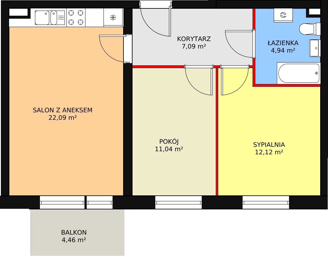 Mieszkanie 57,28 m², piętro 1, oferta nr 1/M16, Cukrownia Apartamenty - Etap III, Szczecin, Zachód, Gumieńce, ul. Floriana Krygiera