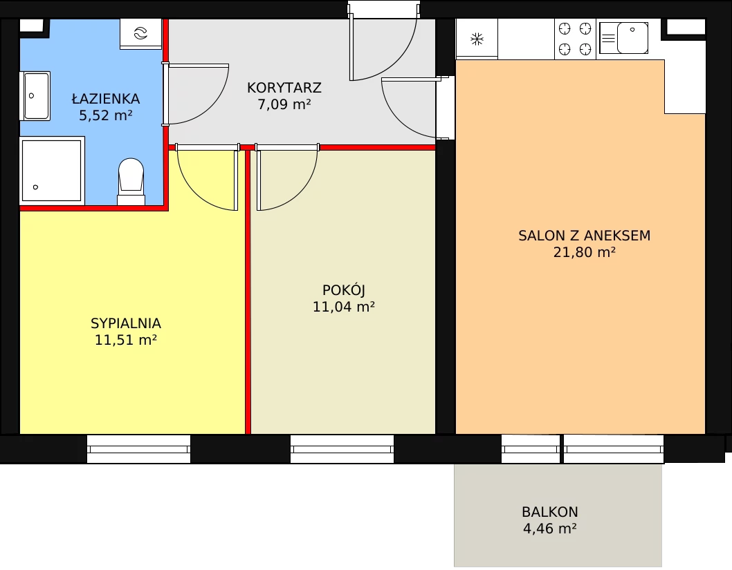 Mieszkanie 56,96 m², parter, oferta nr 2/M1, Cukrownia Apartamenty - Etap III, Szczecin, Zachód, Gumieńce, ul. Floriana Krygiera