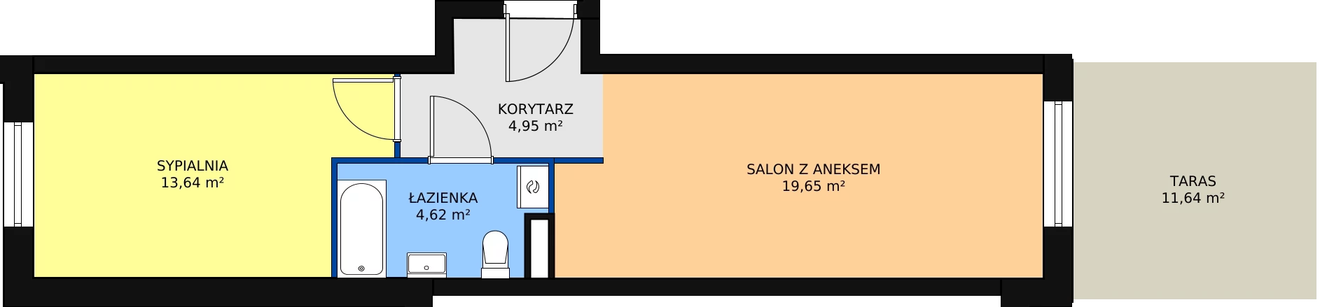 2 pokoje, mieszkanie 42,86 m², parter, oferta nr 2/M6, Cukrownia Apartamenty - Etap III, Szczecin, Zachód, Gumieńce, ul. Floriana Krygiera