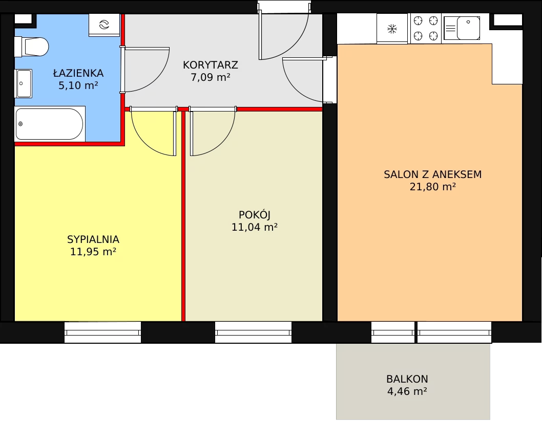 Mieszkanie 56,98 m², piętro 1, oferta nr 2/M7, Cukrownia Apartamenty - Etap III, Szczecin, Zachód, Gumieńce, ul. Floriana Krygiera