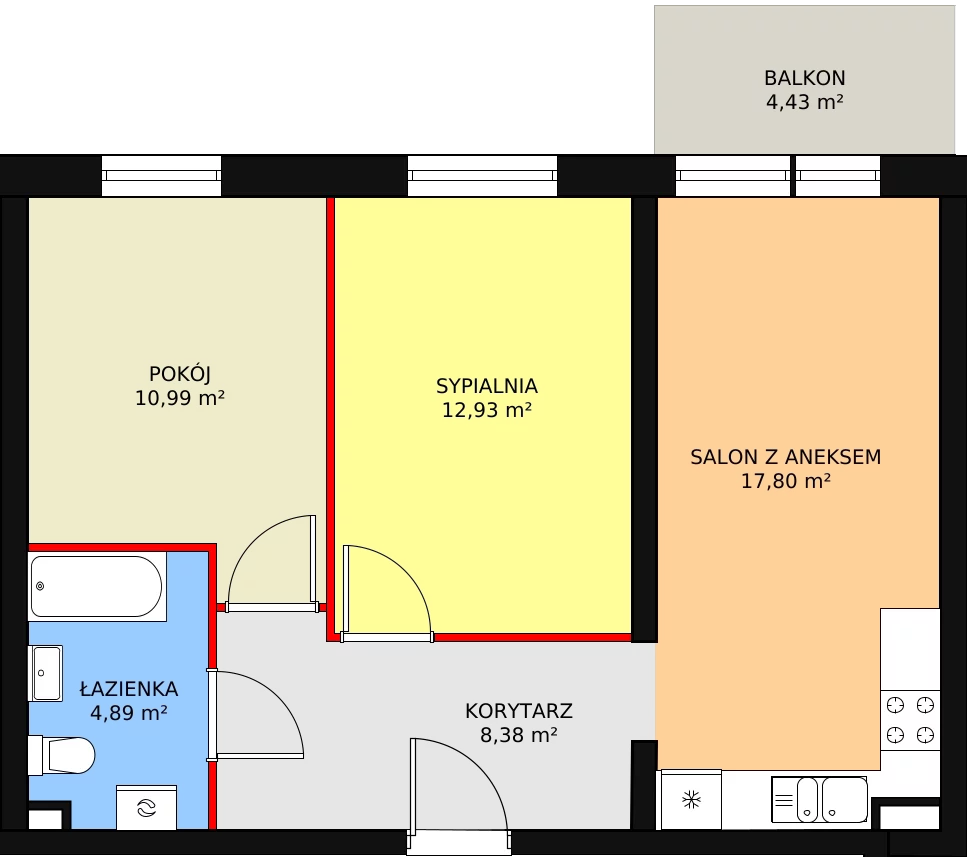 Mieszkanie 54,99 m², piętro 1, oferta nr 2/M11, Cukrownia Apartamenty - Etap III, Szczecin, Zachód, Gumieńce, ul. Floriana Krygiera