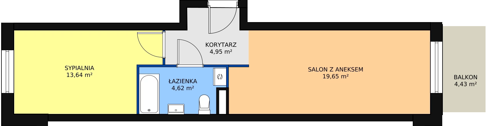 2 pokoje, mieszkanie 42,86 m², piętro 1, oferta nr 2/M12, Cukrownia Apartamenty - Etap III, Szczecin, Zachód, Gumieńce, ul. Floriana Krygiera