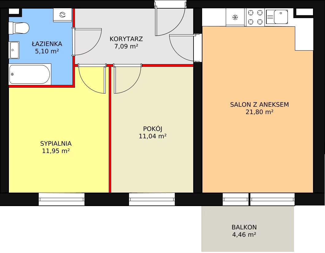 Mieszkanie 56,98 m², piętro 2, oferta nr 2/M13, Cukrownia Apartamenty - Etap III, Szczecin, Zachód, Gumieńce, ul. Floriana Krygiera