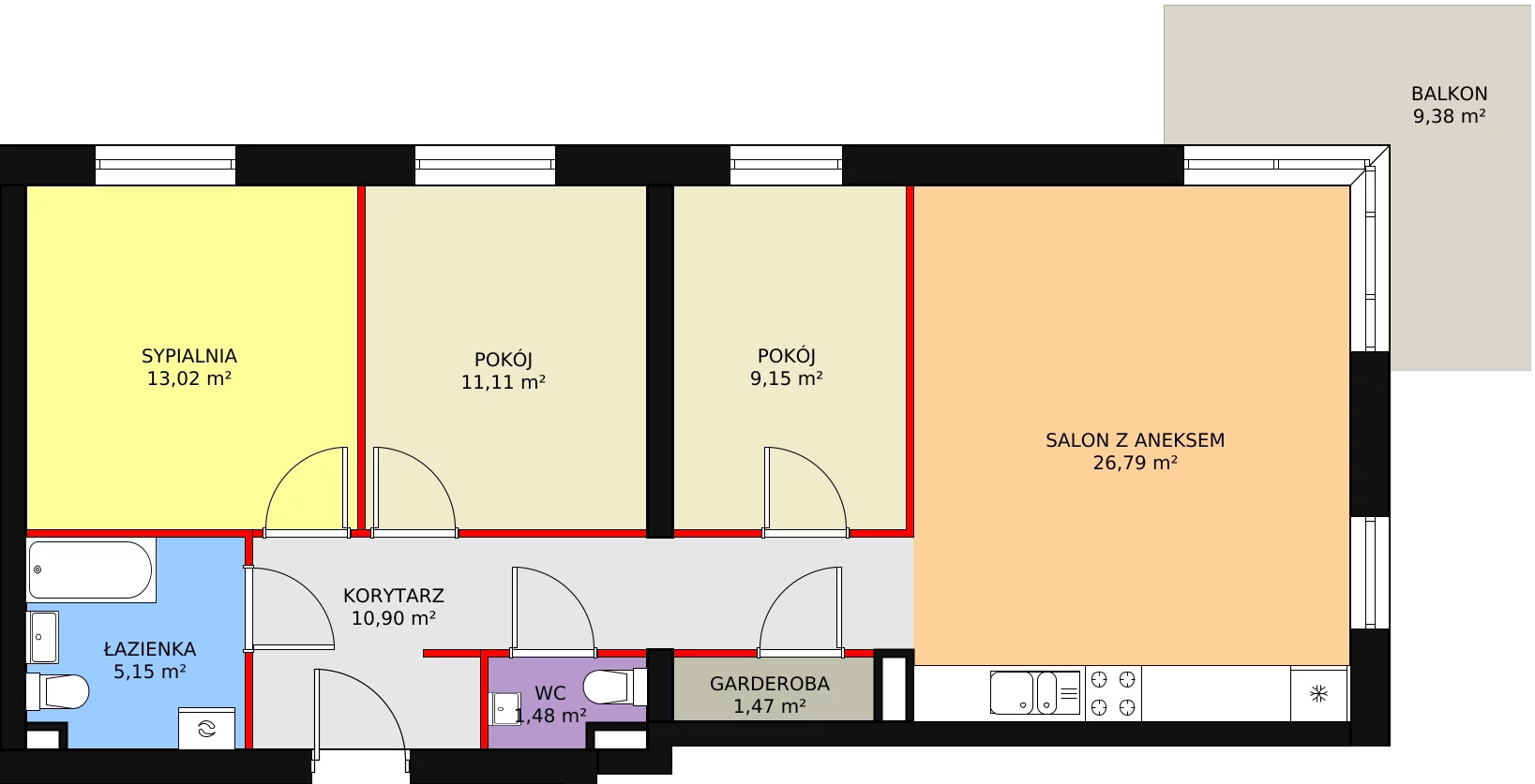 4 pokoje, mieszkanie 79,07 m², piętro 1, oferta nr 3/M6, Cukrownia Apartamenty - Etap III, Szczecin, Zachód, Gumieńce, ul. Floriana Krygiera