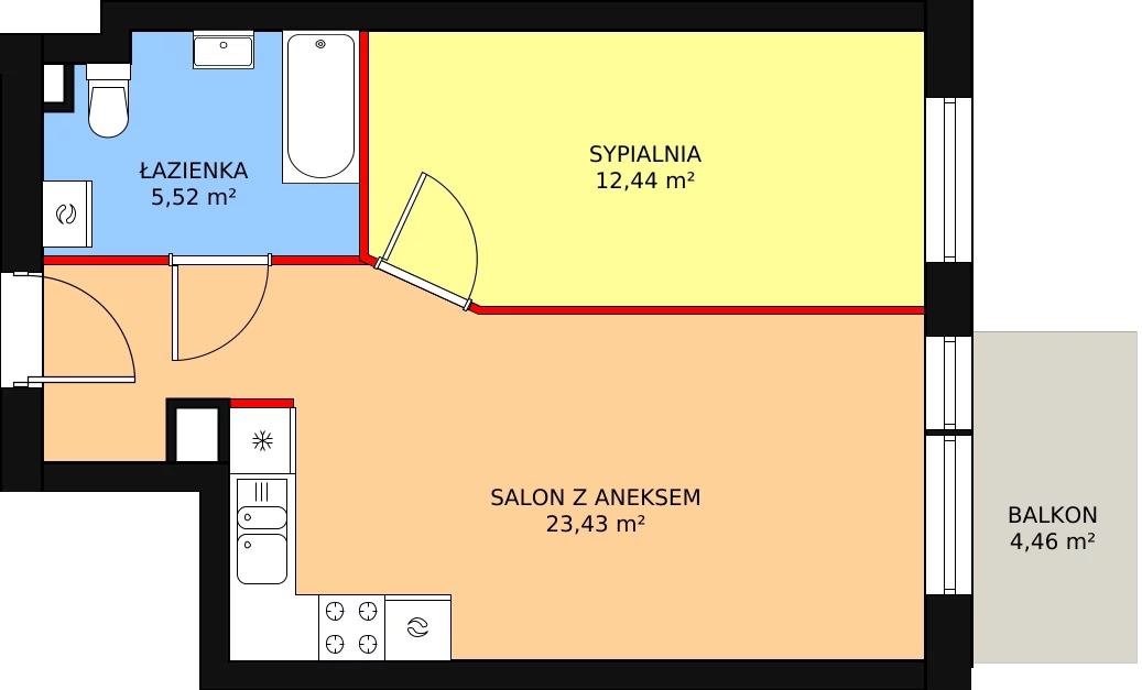 2 pokoje, mieszkanie 41,39 m², piętro 1, oferta nr 3/M7, Cukrownia Apartamenty - Etap III, Szczecin, Zachód, Gumieńce, ul. Floriana Krygiera