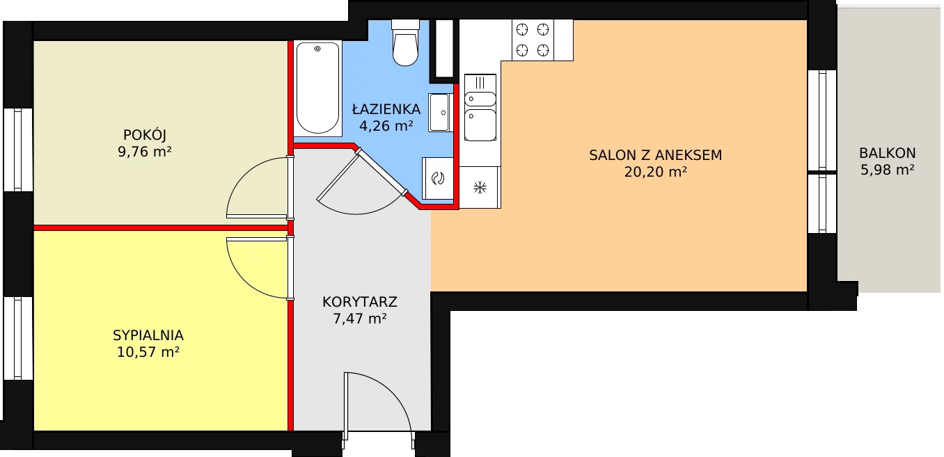 3 pokoje, mieszkanie 52,26 m², parter, oferta nr 4/M1, Cukrownia Apartamenty - Etap III, Szczecin, Zachód, Gumieńce, ul. Floriana Krygiera