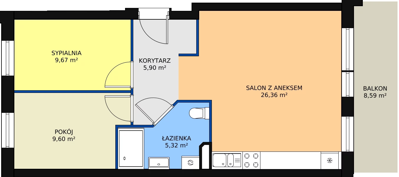 3 pokoje, mieszkanie 56,85 m², parter, oferta nr 4/M3, Cukrownia Apartamenty - Etap III, Szczecin, Zachód, Gumieńce, ul. Floriana Krygiera