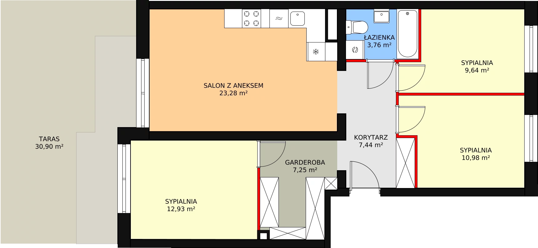 4 pokoje, mieszkanie 75,28 m², parter, oferta nr 4/M2, Literacka Skwer - etap C, Poznań, Strzeszyn, ul. Literacka