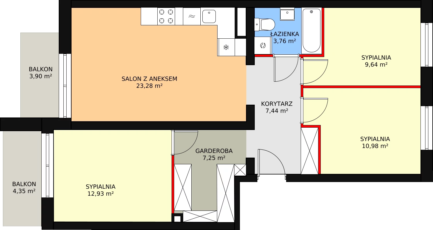 4 pokoje, mieszkanie 75,28 m², piętro 1, oferta nr 4/M4, Literacka Skwer - etap C, Poznań, Strzeszyn, ul. Literacka