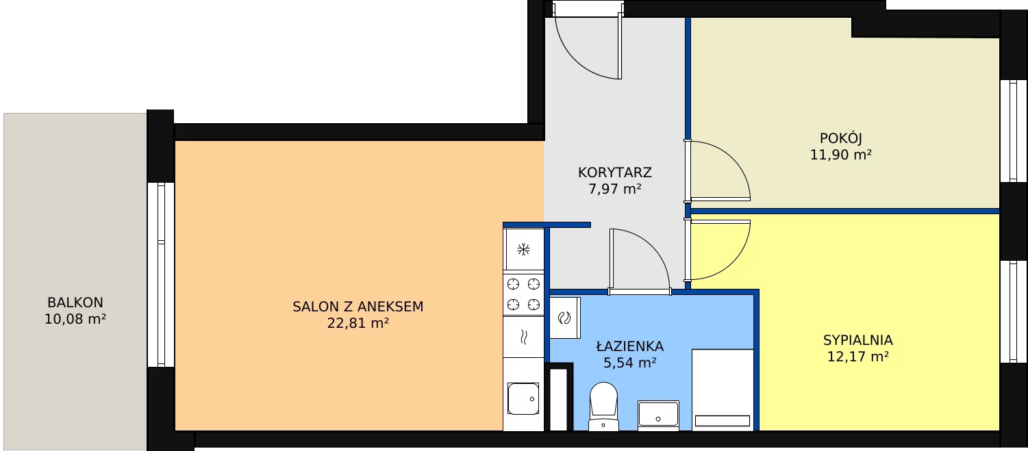 3 pokoje, mieszkanie 60,39 m², parter, oferta nr 2/M1, Osiedle Europejskie - Budynek 19, Gorzów Wielkopolski, Plac Unii Europejskiej 4A-D
