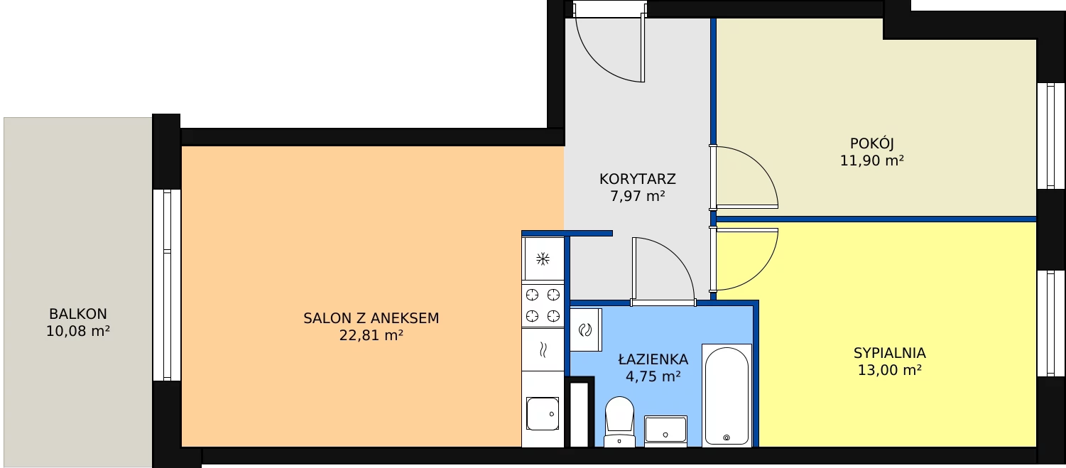 3 pokoje, mieszkanie 66,52 m², piętro 4, oferta nr 2/M17, Osiedle Europejskie - Budynek 19, Gorzów Wielkopolski, Plac Unii Europejskiej 4A-D