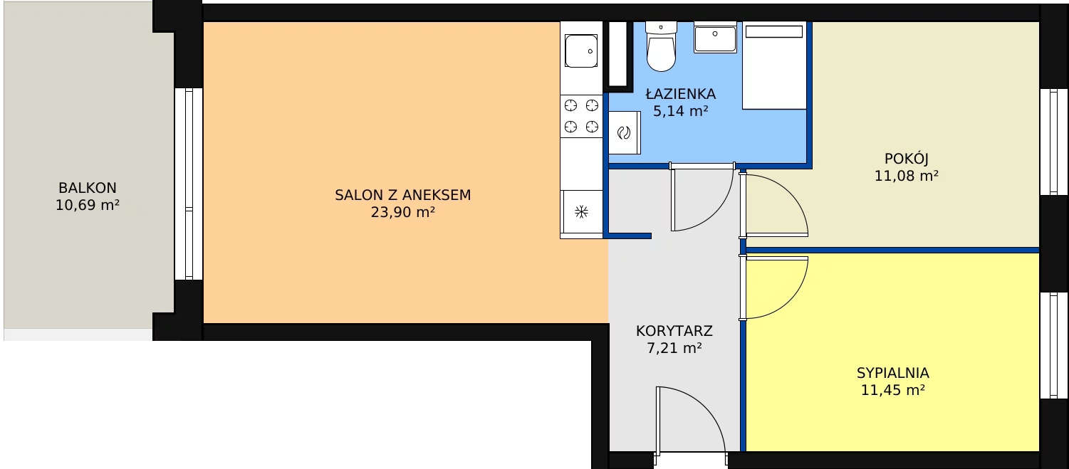 3 pokoje, mieszkanie 58,78 m², parter, oferta nr 3/M3, Osiedle Europejskie - Budynek 19, Gorzów Wielkopolski, Plac Unii Europejskiej 4A-D