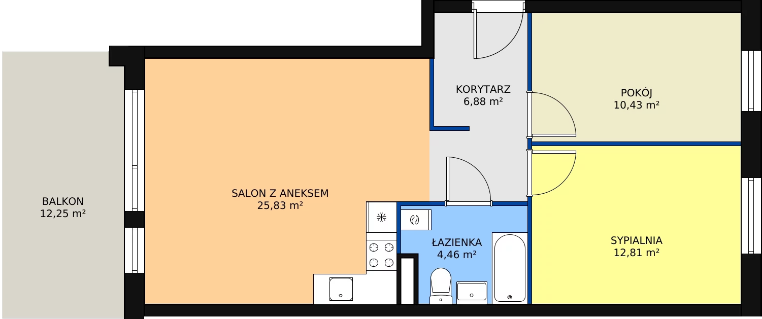 3 pokoje, mieszkanie 60,41 m², parter, oferta nr 4/M1, Osiedle Europejskie - Budynek 19, Gorzów Wielkopolski, Plac Unii Europejskiej 4A-D