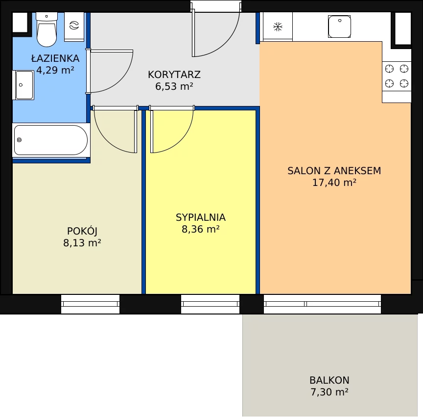 Zalety mieszkania 44.71 m², 4/M2
