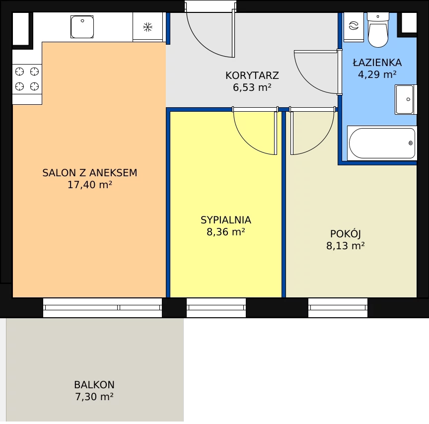 Zalety mieszkania 44.71 m², 5/M8