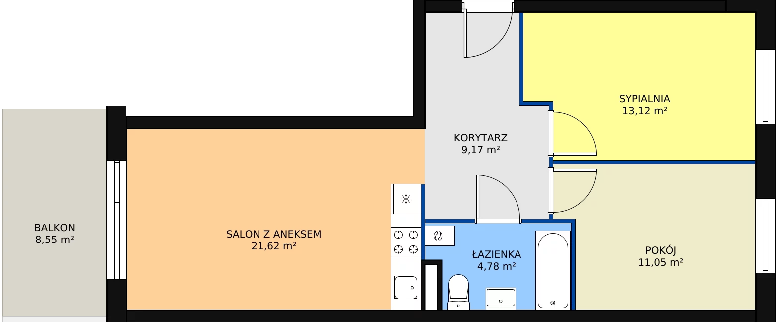Zalety mieszkania 59.74 m², 5/M13