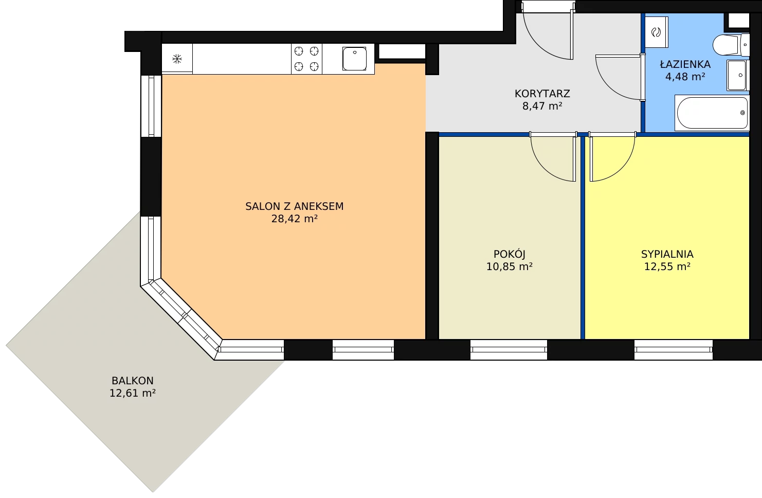 3 pokoje, mieszkanie 64,77 m², parter, oferta nr 7/M3, Osiedle Europejskie - Budynek 19, Gorzów Wielkopolski, Plac Unii Europejskiej 4A-D
