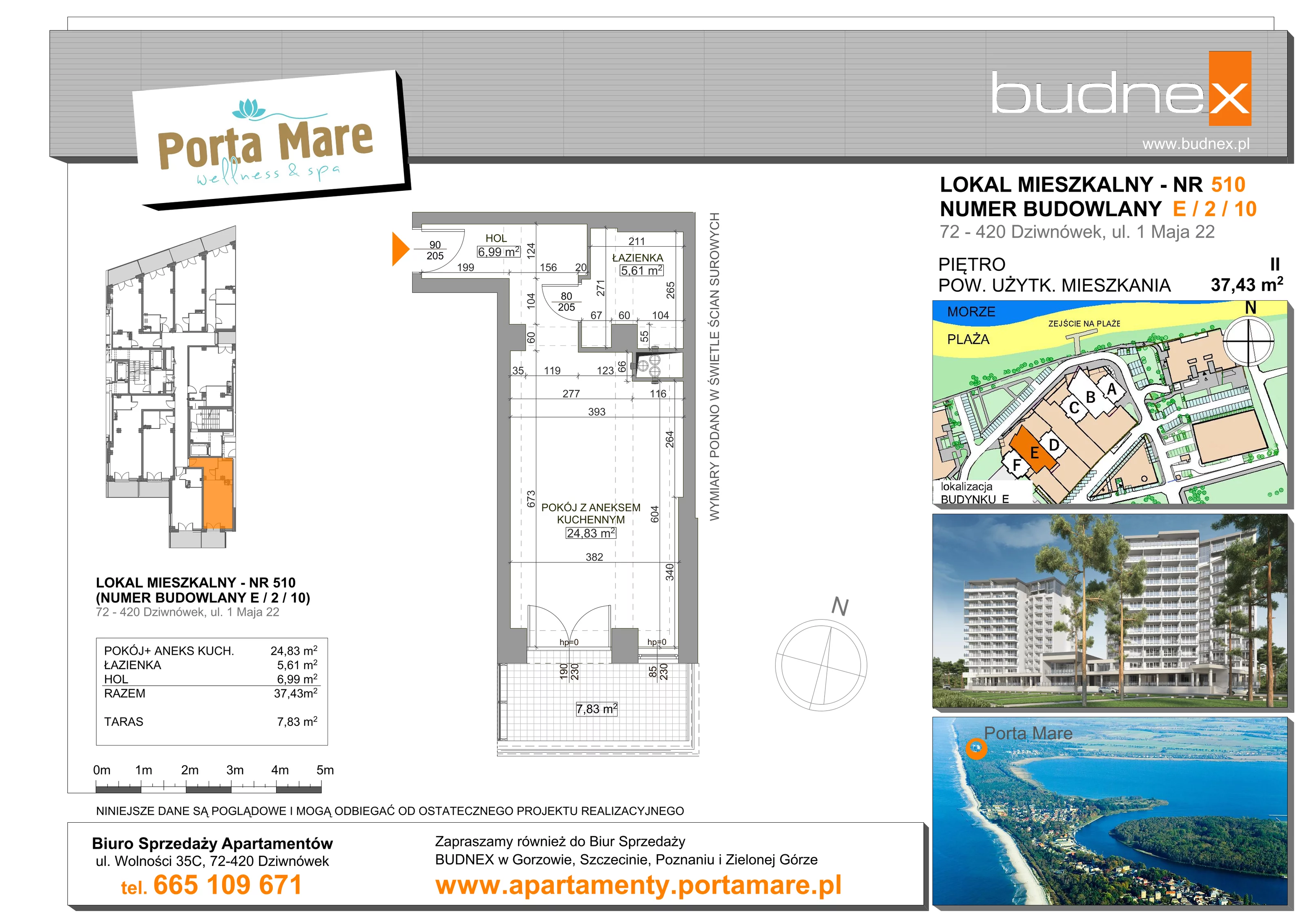 Apartament 37,43 m², piętro 2, oferta nr 510, Porta Mare Wellness & Spa, Dziwnówek, ul. Wolności