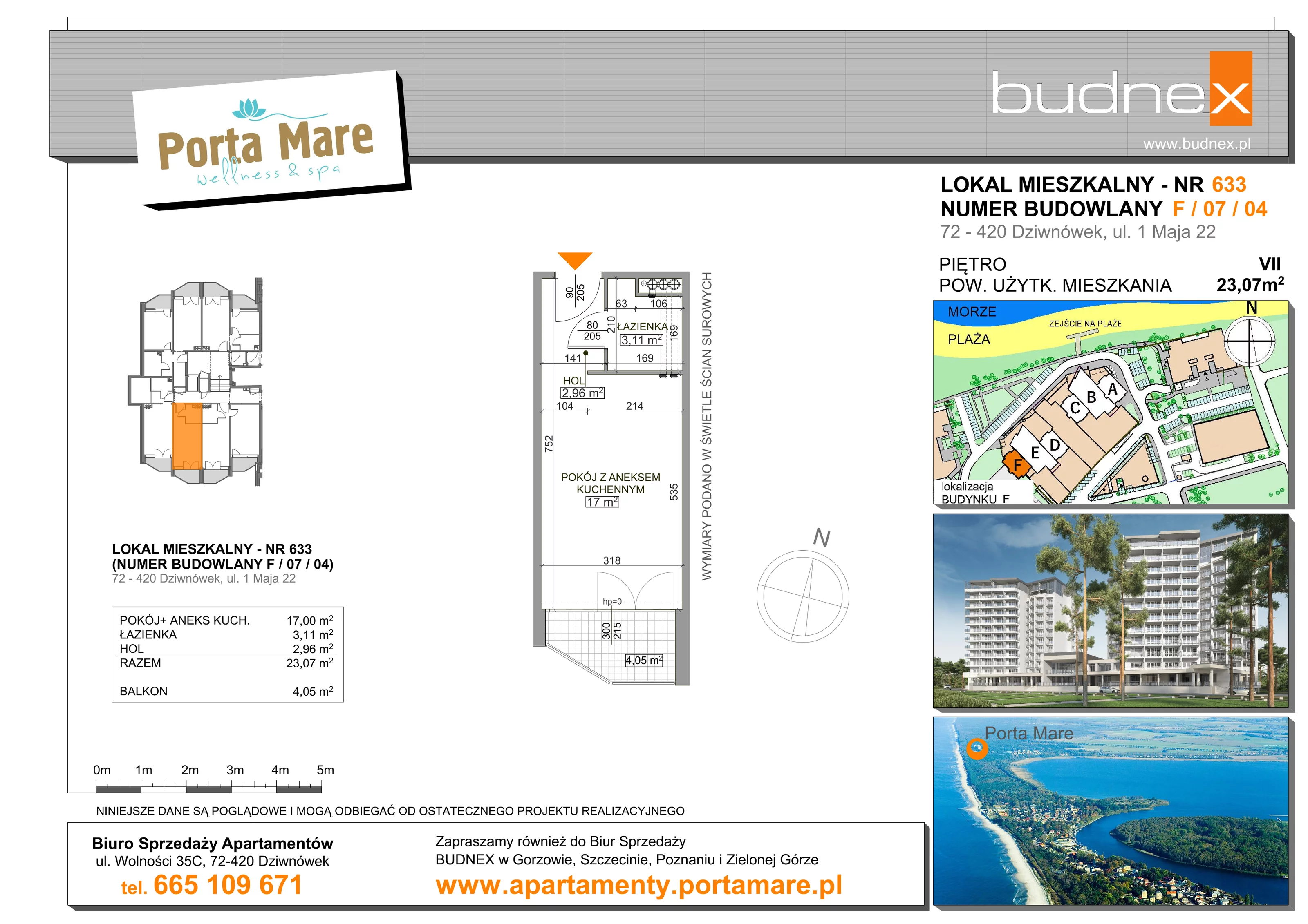 Apartament 23,07 m², piętro 7, oferta nr 633, Porta Mare Wellness & Spa, Dziwnówek, ul. Wolności