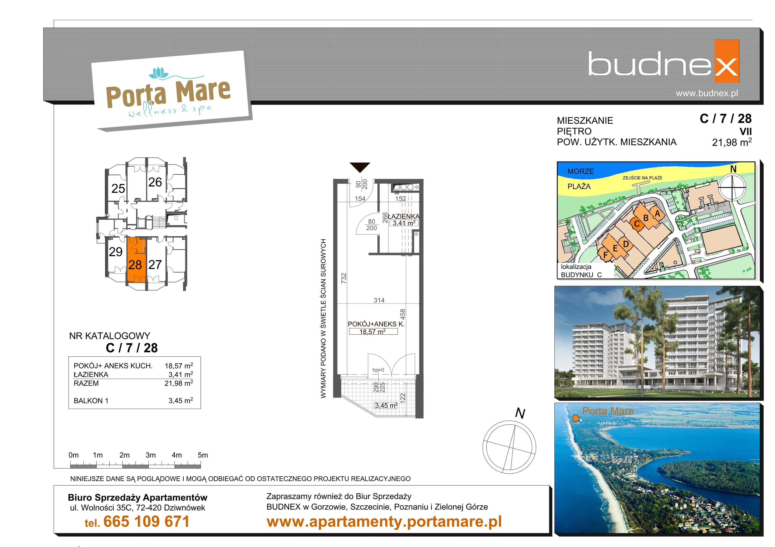 Apartament 21,98 m², piętro 7, oferta nr C/28, Porta Mare Wellness & Spa, Dziwnówek, ul. Wolności