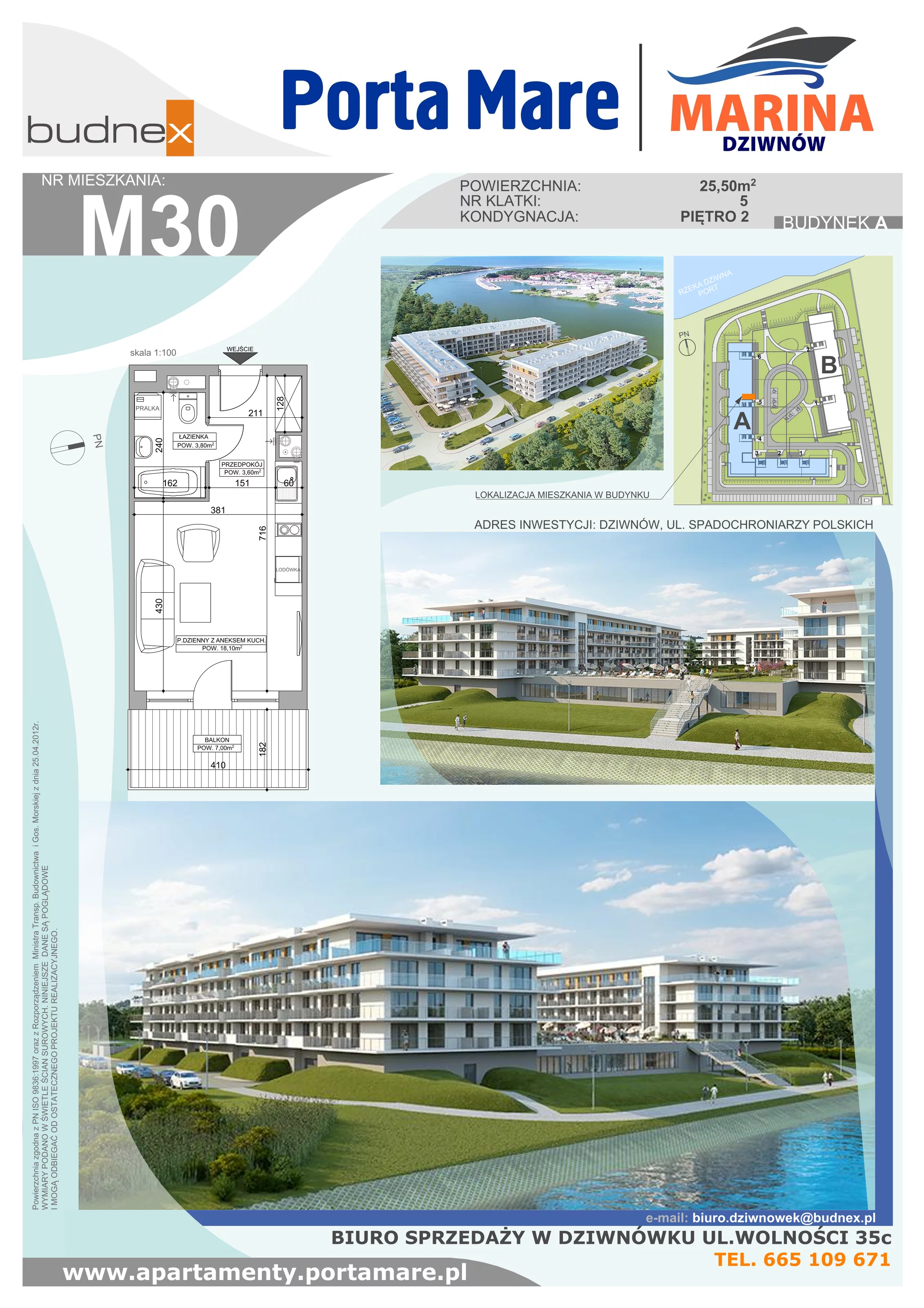 Apartament 25,50 m², piętro 2, oferta nr A.5.M30, Porta Mare MARINA Dziwnów, Dziwnów, ul. Spadochroniarzy Polskich 10