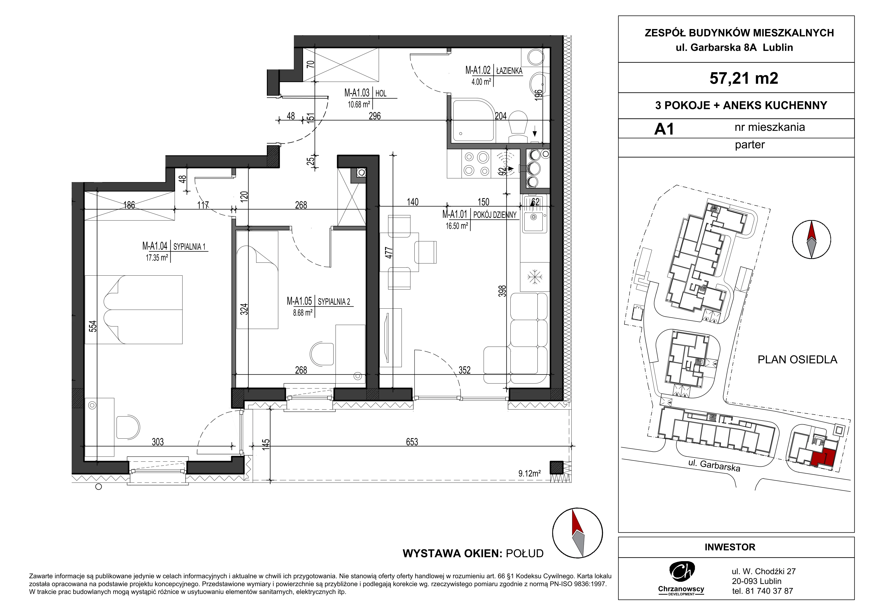 Mieszkanie 57,21 m², parter, oferta nr A1, Garbarska Urban Koncept, Lublin, Bronowice, Bronowice, ul. Garbarska