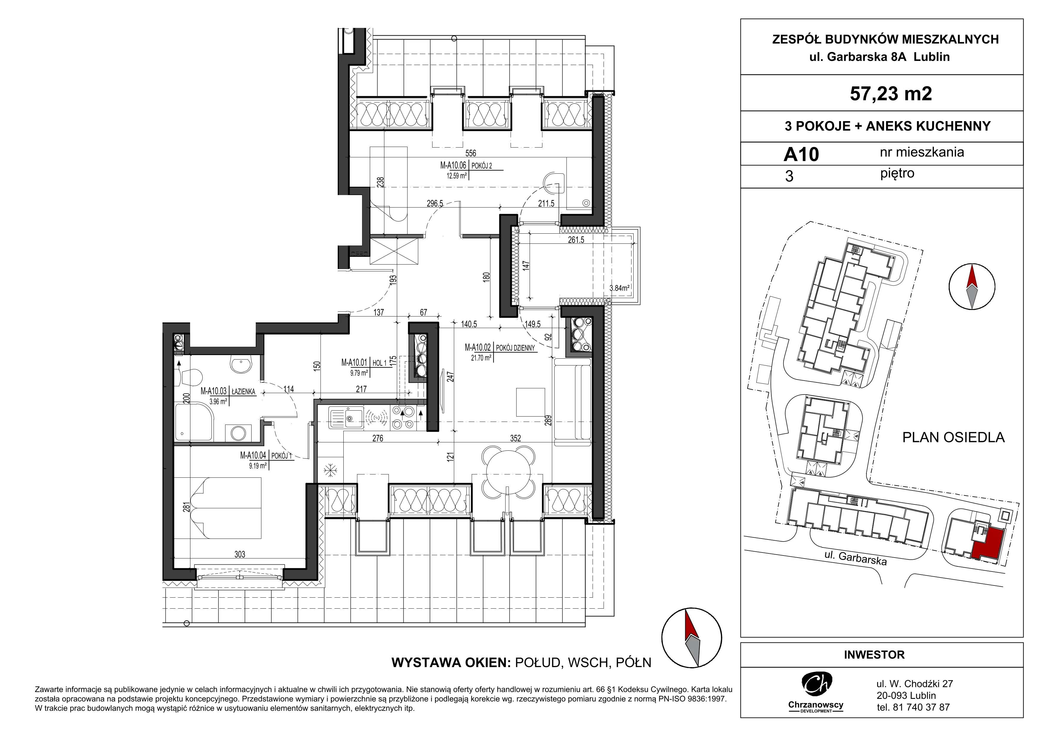 Mieszkanie 57,23 m², piętro 3, oferta nr A10, Garbarska Urban Koncept, Lublin, Bronowice, Bronowice, ul. Garbarska