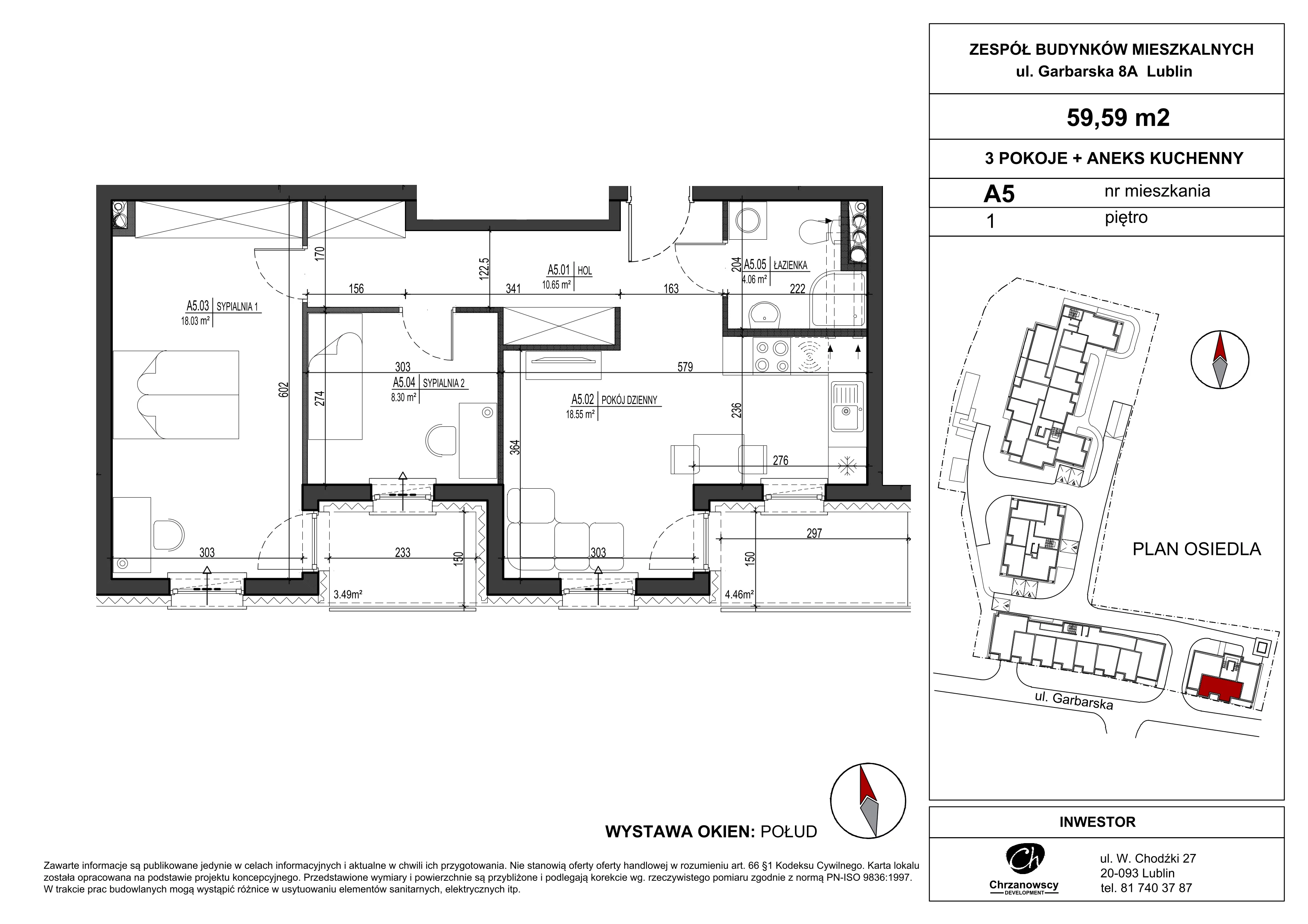 Mieszkanie 59,59 m², piętro 1, oferta nr A5, Garbarska Urban Koncept, Lublin, Bronowice, Bronowice, ul. Garbarska